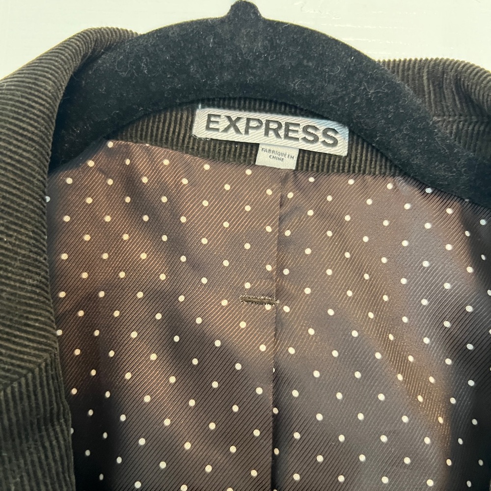 Express Men's Deep Brown Fitted Corduroy Blazer Jacket - Picture 3 of 10